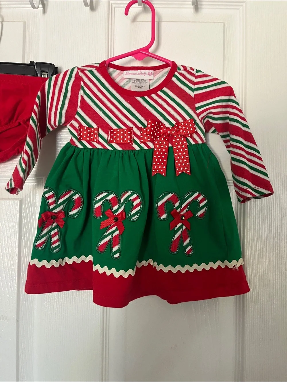 Bonnie Baby Red, Green & White Striped Holiday Top